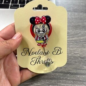 Cute Cartoon Badge Reel with Red Bow